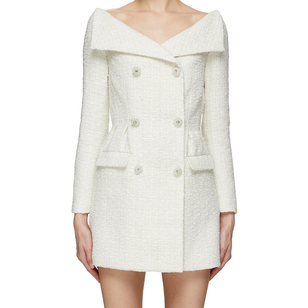 Self-Portrait Bouclé minidress White Size8